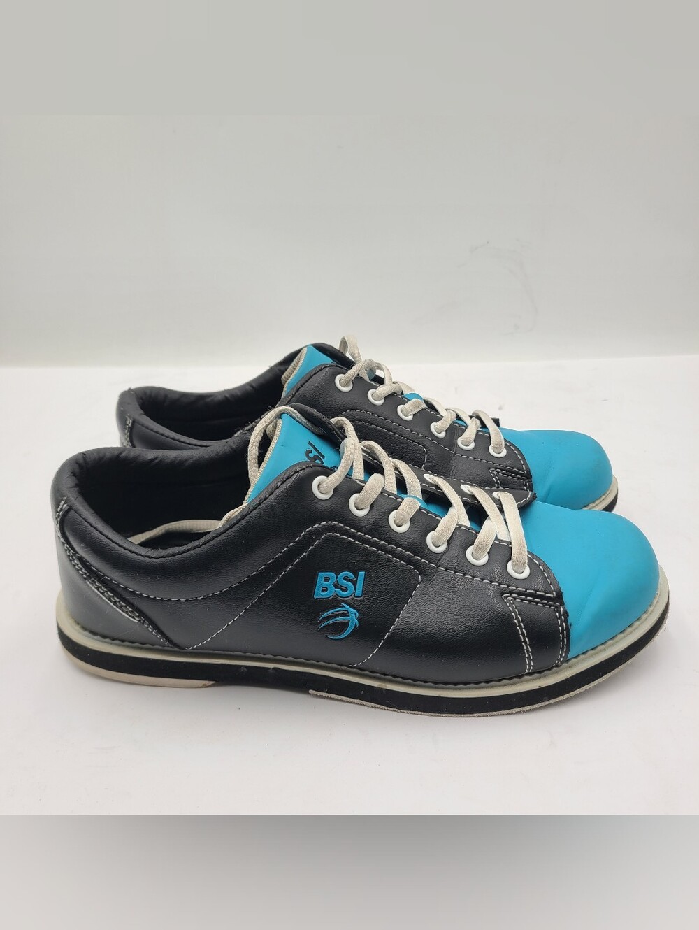 B56 BSI Women's Classic Bowling Shoes Black & Teal Blue Size 8 US Lace Up